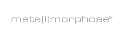 Logótipo com texto meta[l]morphose® em cinzento claro