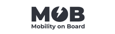 Logótipo MOB Mobility on Board preto em fundo branco