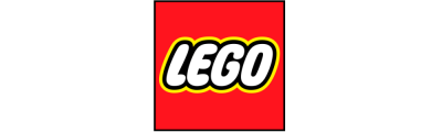 Logótipo LEGO branco em fundo vermelho
