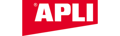 Logótipo da marca APLI em branco sobre fundo vermelho
