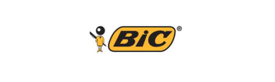 Logo BIC com figura amarela e texto preto em fundo branco