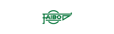 Logótipo verde da marca AIBO em fundo branco