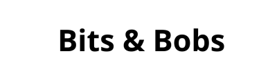 Texto 'Bits & Bobs' em preto sobre fundo branco