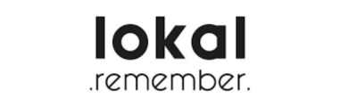 Logótipo preto sobre fundo branco com texto 'lokal .remember.'