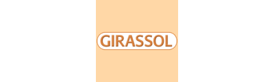 Logótipo com texto GIRASSOL em fundo pêssego claro