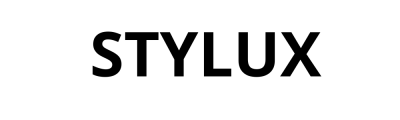 Logotipo STYLUX em letras pretas sobre fundo branco