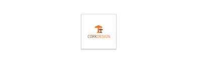 Logótipo com cogumelos e texto CORKDESIGN