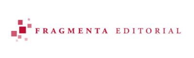 Logótipo da Fragmenta Editorial com quadrados vermelhos e texto vermelho em fundo branco