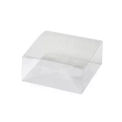 Caixa quadrada transparente de plástico com tampa