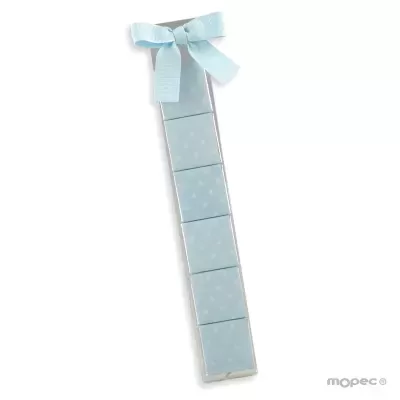 Conjunto de seis blocos de notas azuis com estrelas brancas e fita azul claro