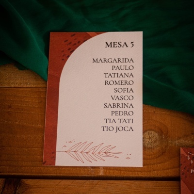 Cartão de mesa com nomes para organização de assentos