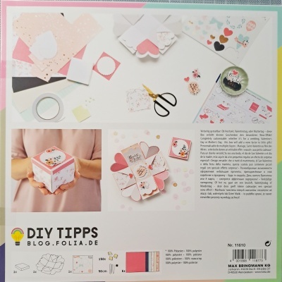 Material para criar cartões e envelopes decorativos com temas de corações em várias cores e padrões