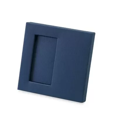 Moldura fotográfica quadrada azul em tecido