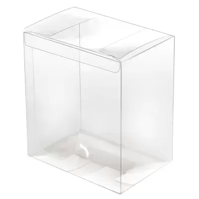 Caixa de embalagem transparente retangular em plástico com tampa superior