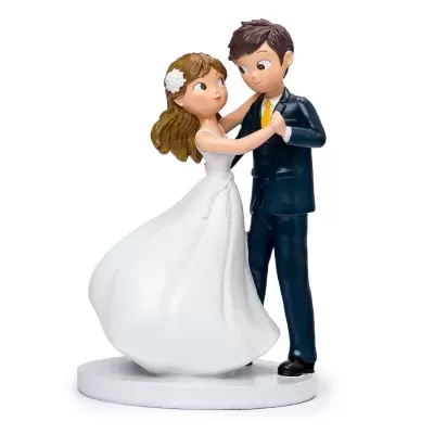 Estatueta casal noivos a dançar com base branca