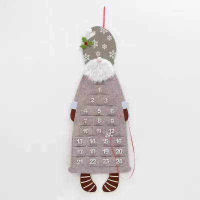 Calendário do advento em tecido na forma de Papai Noel com números de 1 a 24
