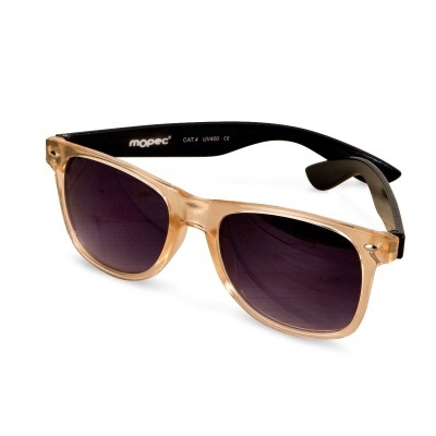 Óculos de sol com armação translúcida bege e hastes pretas