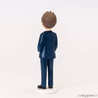 Figura decorativa de homem de costas com fato azul escuro