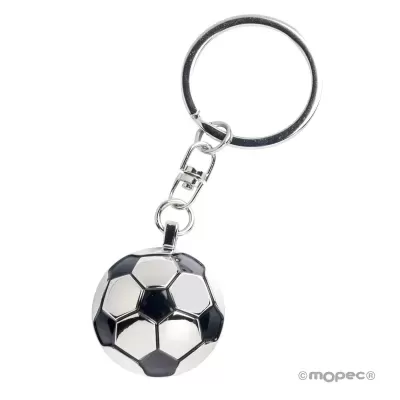 Porta-chaves metálico com bola de futebol preto e branco