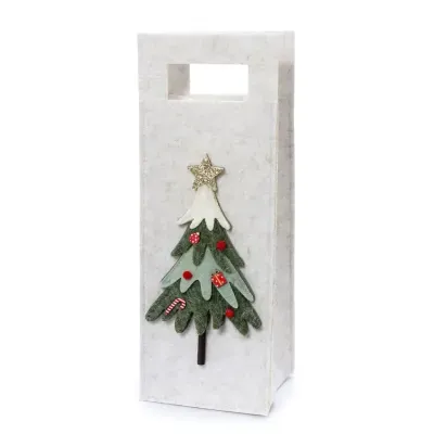 Saco de presente de Natal em feltro com decoração de árvore de Natal
