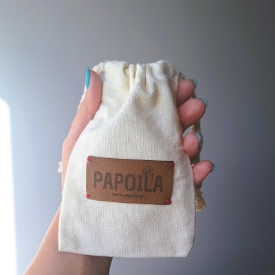 Saco de tecido cru com etiqueta de couro PAPOILA
