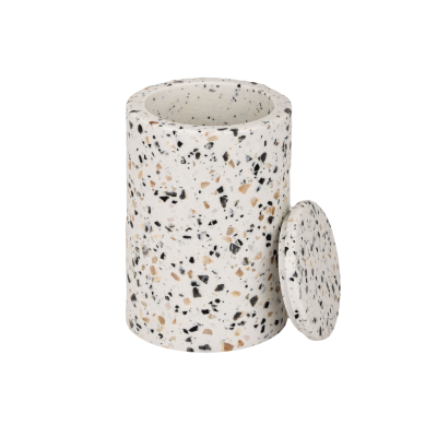 Frasco cilíndrico com tampa e padrão tipo terraço