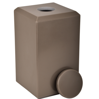 Recipiente quadrado castanho claro com tampas redondas amovíveis