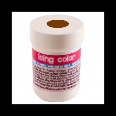 Frasco branco de pasta de corante alimentar Icing Color com rótulo colorido