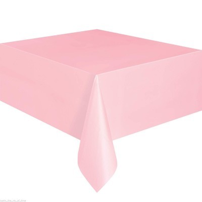 Toalha de mesa quadrada cor-de-rosa lisa em plástico