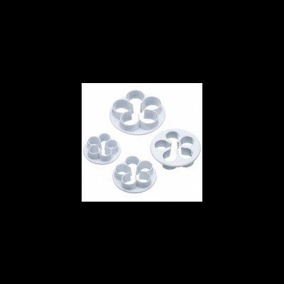 Conjunto de quatro cortadores de biscoitos brancos em formato de cavalinhos