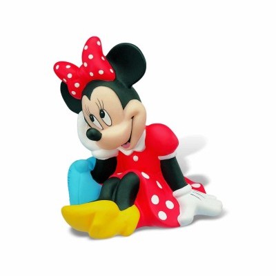 Figura colecionável da Minnie sentada com vestido vermelho e laço