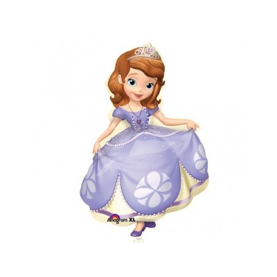 Balão alumínio personagem infantil vestido lilás com flores brancas tiara colar