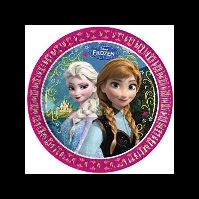 Prato redondo de plástico decorado com personagens do Frozen