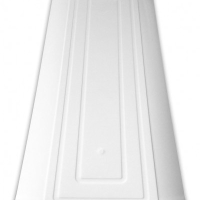 Prato descartável branco retangular com relevo e bordas elevadas