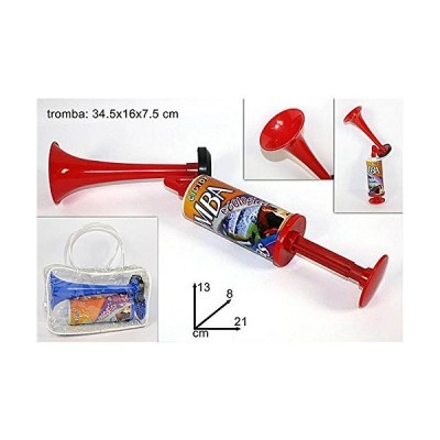 Trombeta vermelha com etiqueta colorida e estojo transparente
