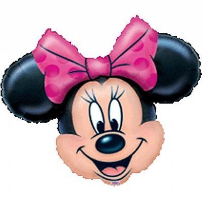 Cabeça da Minnie Mouse com laço rosa e orelhas pretas