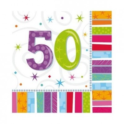 Guardanapo de papel decorativo com número 50 e padrão colorido
