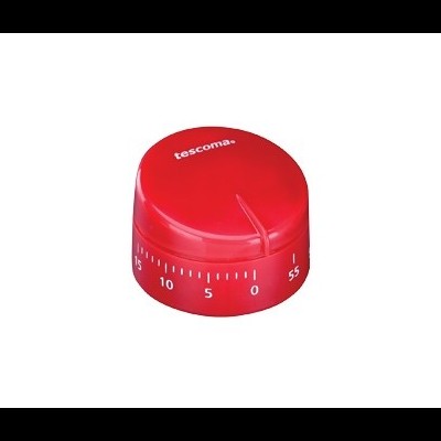 Temporizador de cozinha vermelho ERNOMA com números brancos.