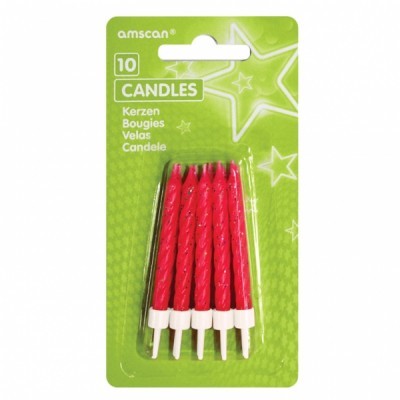 Pacote de velas de aniversário vermelhas com suportes brancos da marca amscan