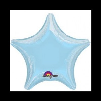 Balão estrela azul claro metalizado com logo Anagram