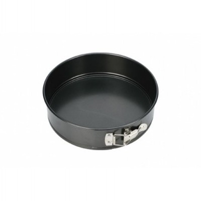 Forma de bolo redonda preta com fecho de metal