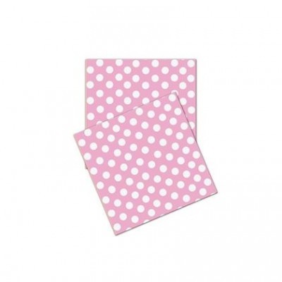 Folhas de papel decorativo rosa com bolinhas brancas