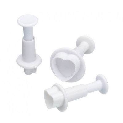 Conjunto de cortantes em plástico branco para decoração de bolos