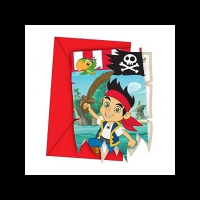 Cartão infantil com tema de pirata colorido e envelope vermelho