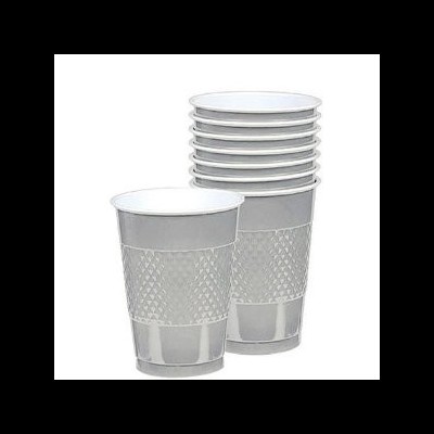 Conjunto de copos descartáveis cinzentos com textura em relevo