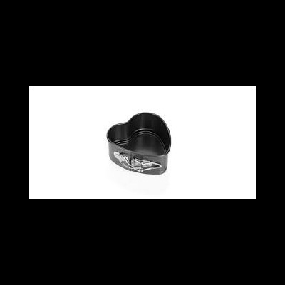 Forma para bolos em silicone preta em formato de coração com fivela metálica