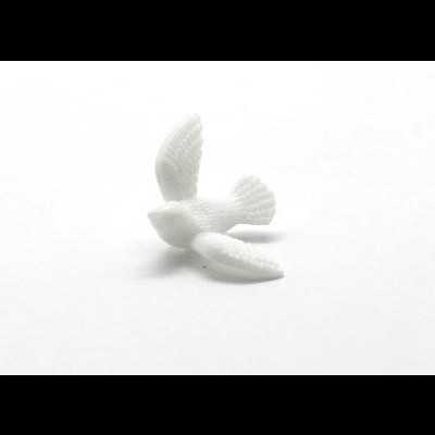 Pássaro decorativo branco texturizado sobre fundo branco