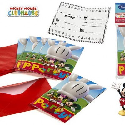 Guardanapos de festa com personagens do Mickey Mouse Clubhouse e envelope vermelho