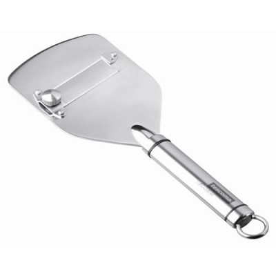 Raspador de queijo em aço inox com cabo cilíndrico e ajuste de espessura