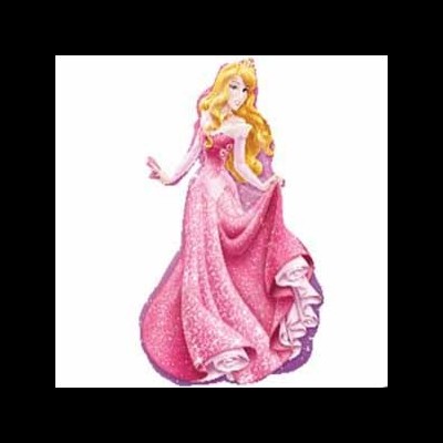 Figura de princesa com vestido rosa e cabelo loiro